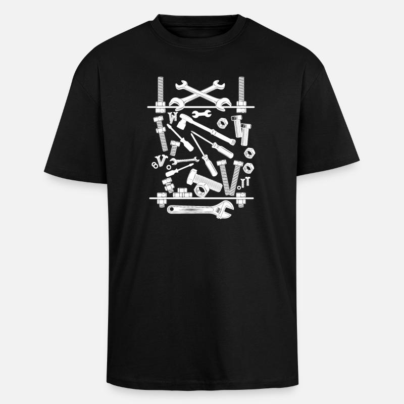 Composition des outils blancs - T-shirt unisexe oversize épais - noir