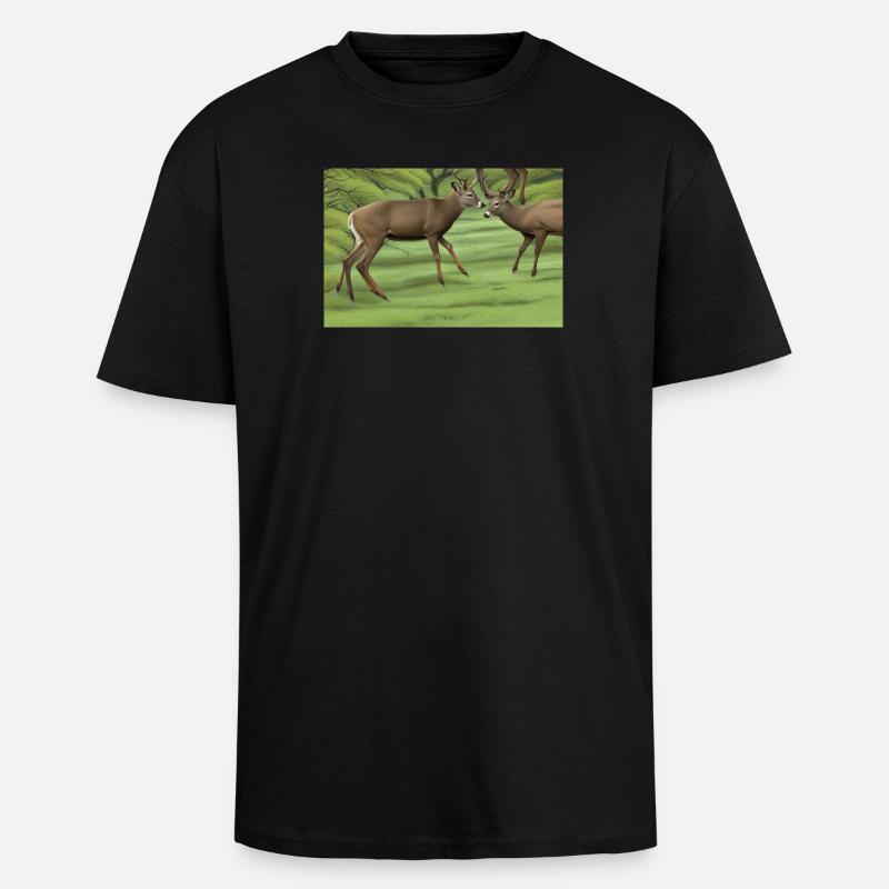 Hirsche Hirsche - Oversized Heavyweight Unisex T-Shirt - Schwarz