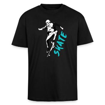 SKATE TSHIRT 2024 - Unisex Oversized Heavyweight T-shirt - black - Front - Alina (178cm) & Michal (187cm)