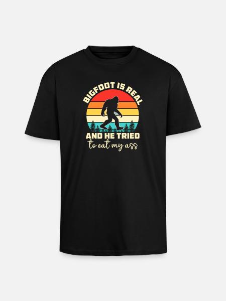 Bigfoot is Real and He Tried to Eat My - Unisex Oversized Heavyweight T-shirt - black