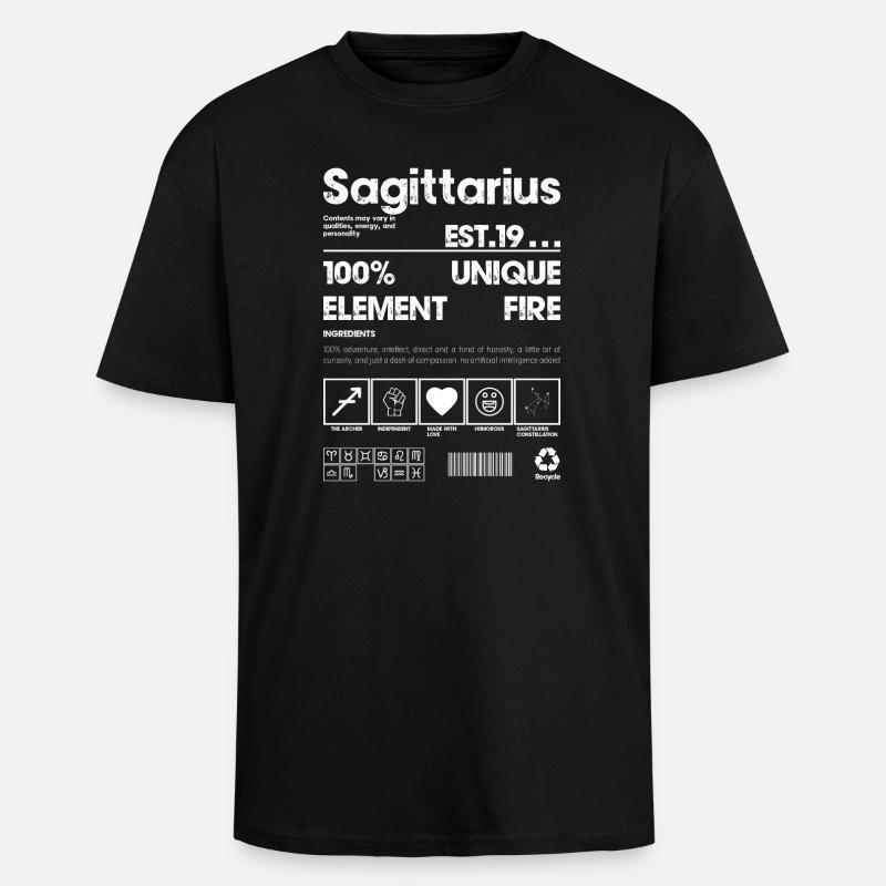 Sagittarius Zodiac Emblem Unique - Unisex Oversized Heavyweight T-shirt - black