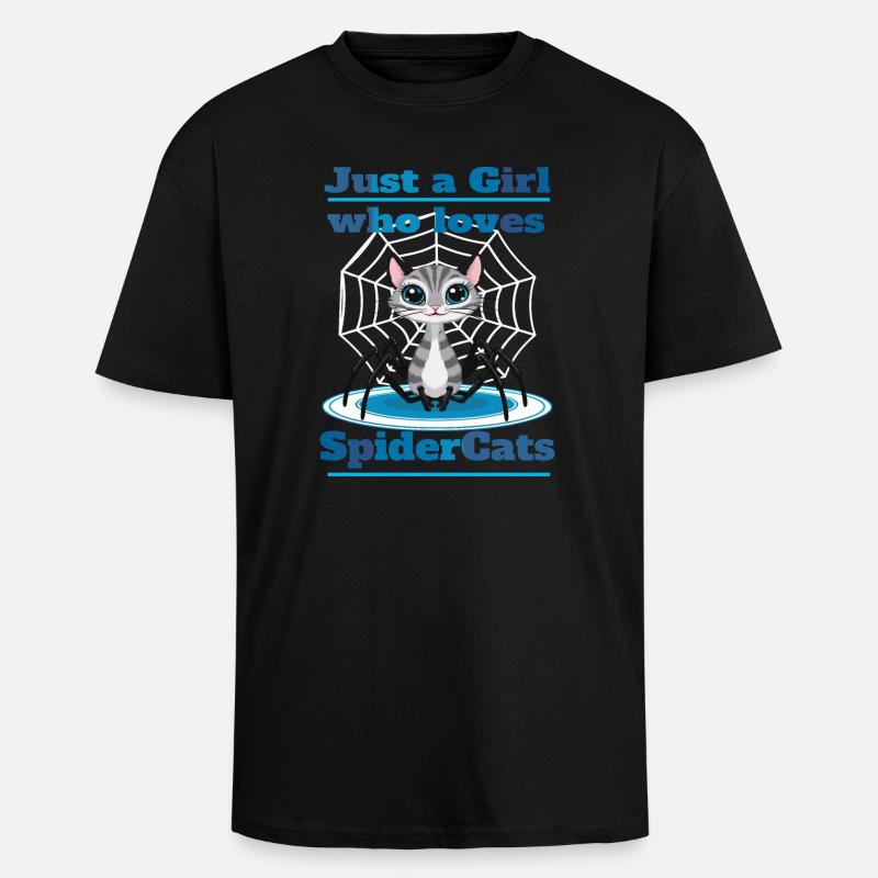 Chat araignées mignonnes - T-shirt unisexe oversize épais - noir