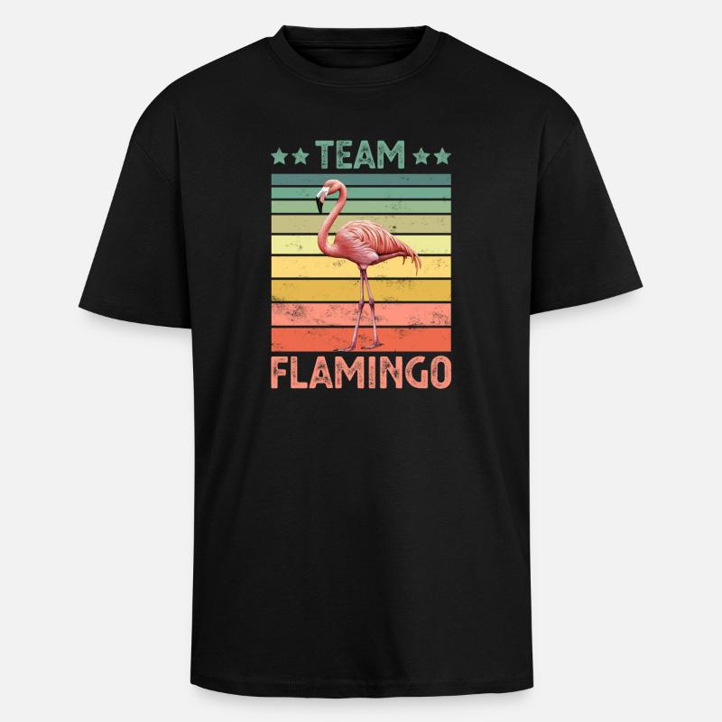 Flamingo - Oversized Heavyweight Unisex T-Shirt - Schwarz