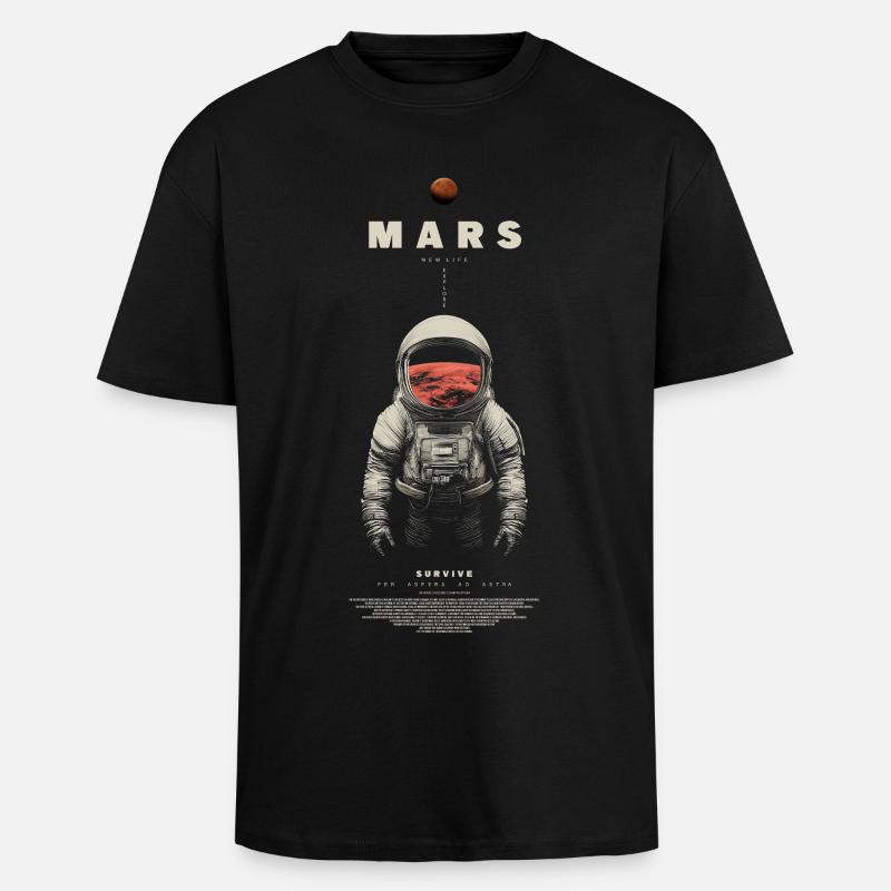 Mars Exploration - T-shirt unisexe oversize épais - noir