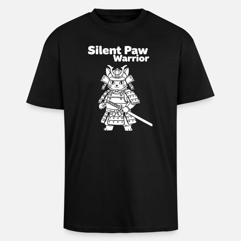 Silent Paws Samurai - Unisex Oversized Heavyweight T-shirt - black