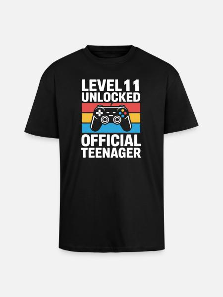 Level 11 Unlocked Official Teenager - Unisex Oversized Heavyweight T-shirt - black