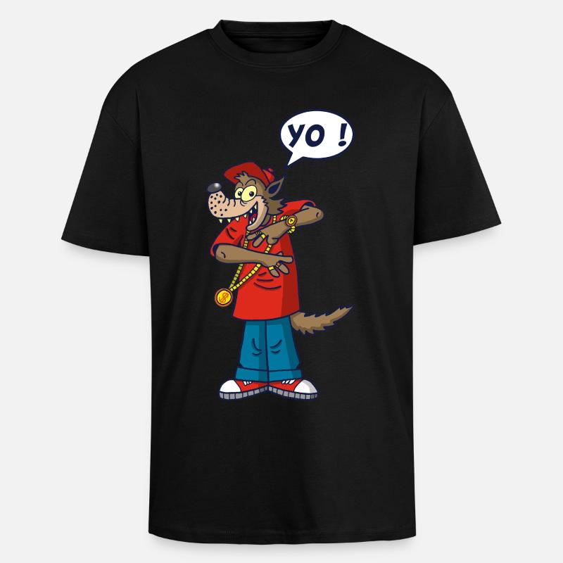 Wolf rapper - Unisex Oversized Heavyweight T-shirt - black
