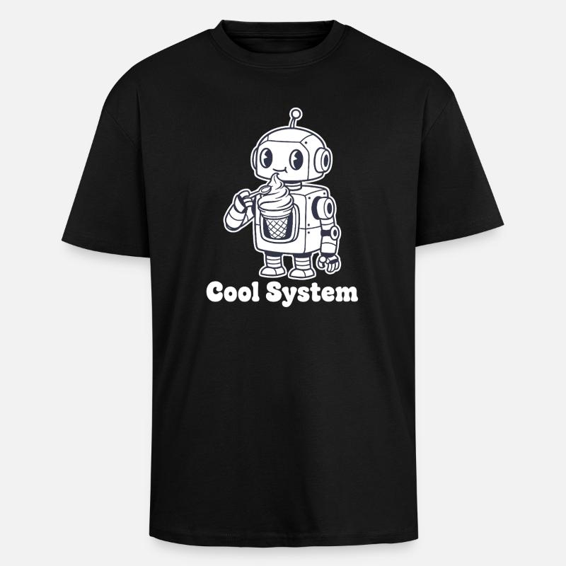 Roboter mit Eiscreme - Oversized Heavyweight Unisex T-Shirt - Schwarz