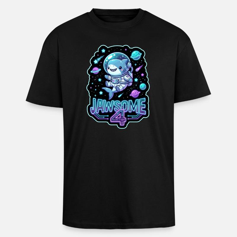 Jawsome 4 Space Shark - T-shirt unisexe oversize épais - noir