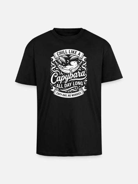 Capybara Chilling All Day - Unisex Oversized Heavyweight T-shirt - black