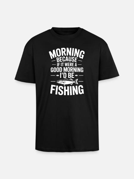 Tee de pêche matinale - T-shirt unisexe oversize épais - noir