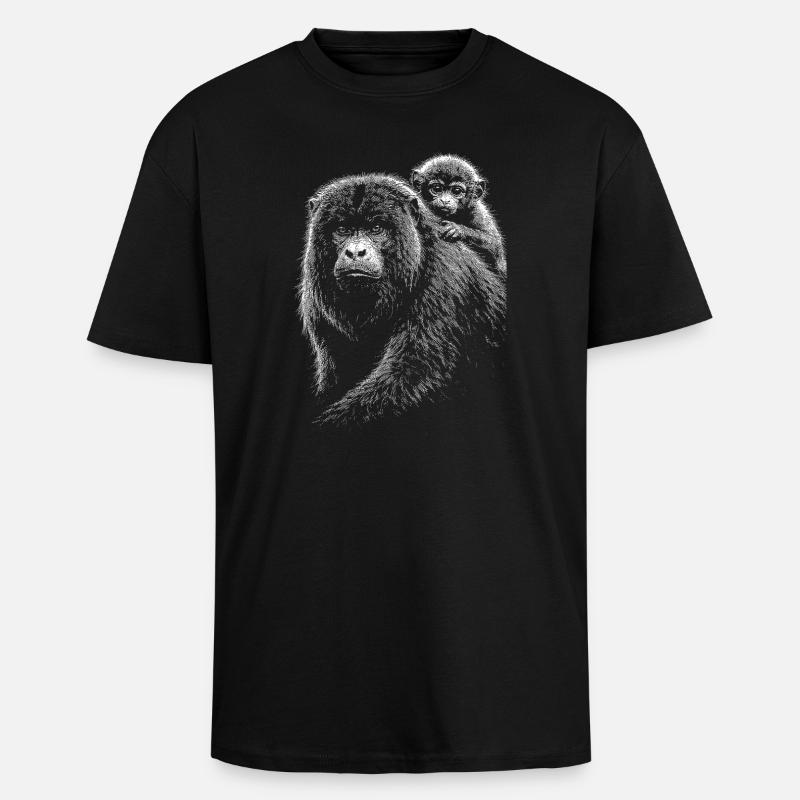 Brüllaffe - Oversized Heavyweight Unisex T-Shirt - Schwarz