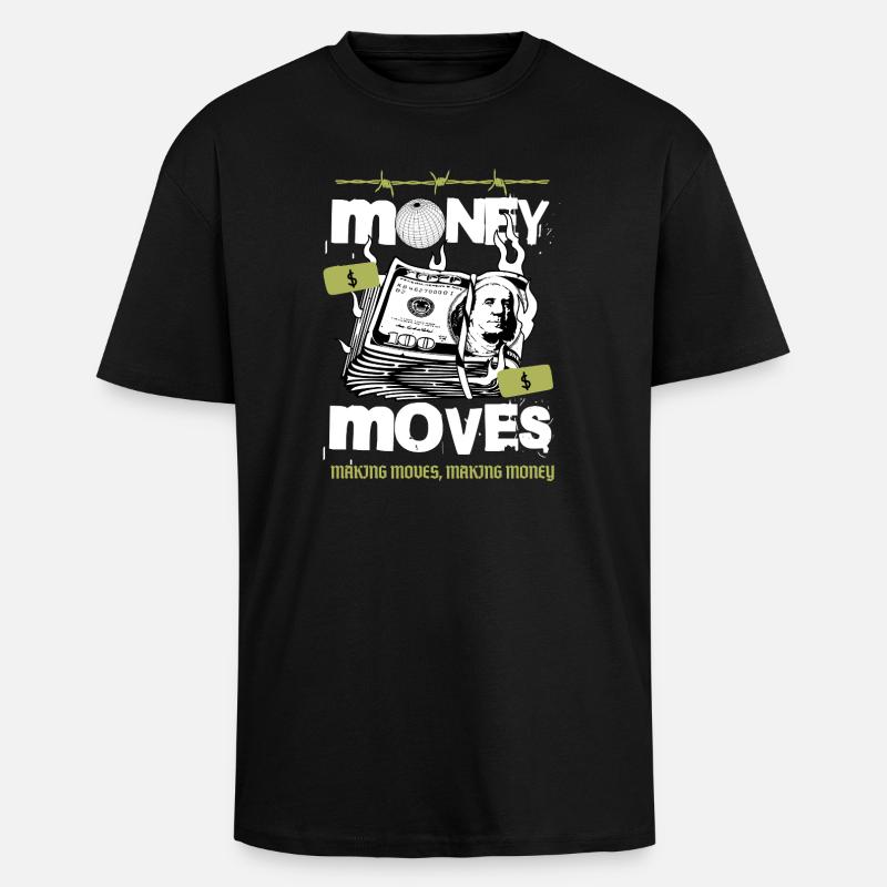 Geld in Bewegung - Oversized Heavyweight Unisex T-Shirt - Schwarz