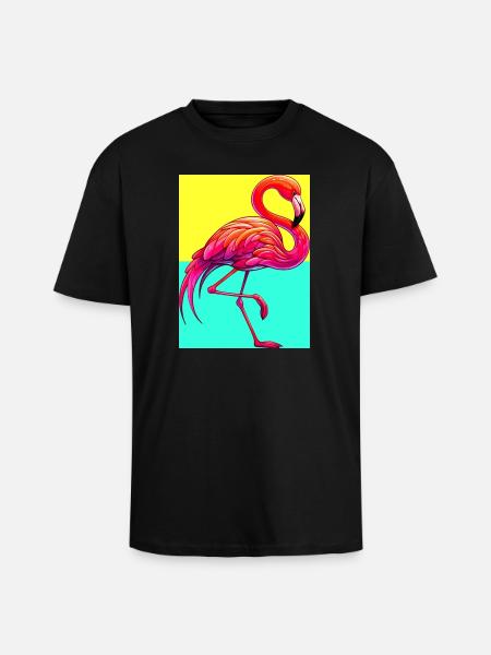 Flamant - T-shirt unisexe oversize épais - noir