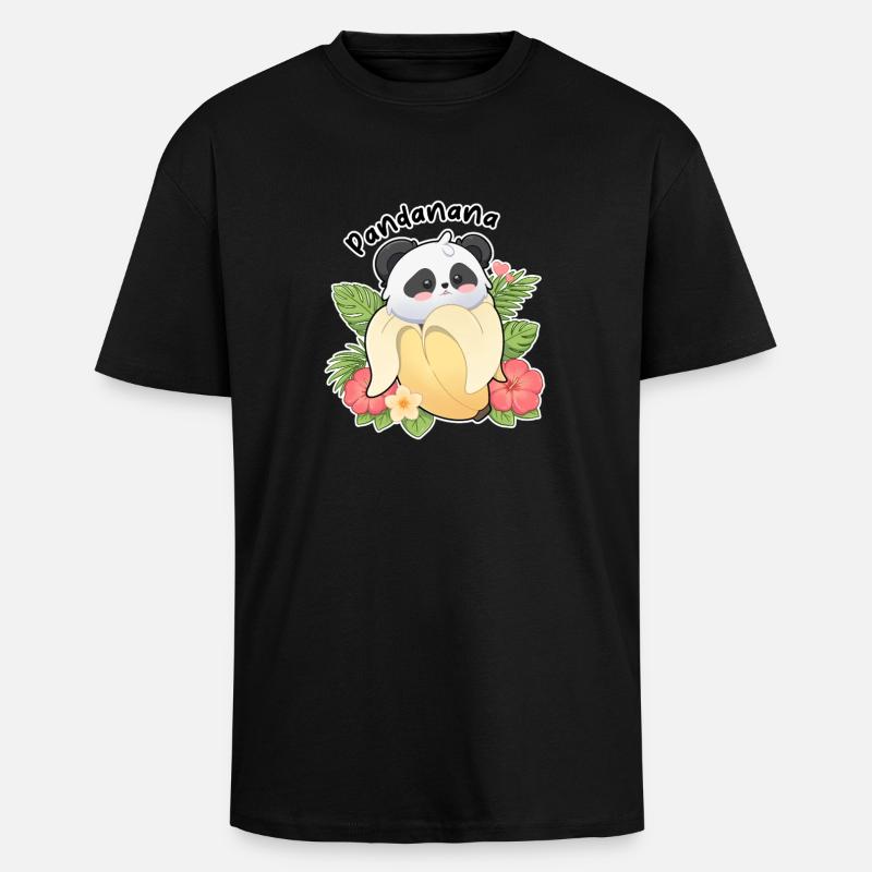 Panda bananmotiv Söt djurdesign - Unisex oversized t-shirt i kraftig kvalitet - svart