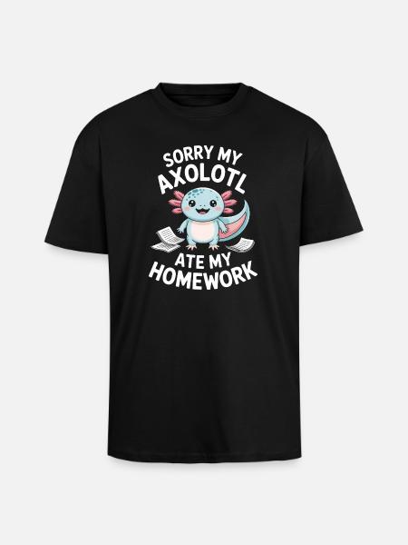Axolotl Homework Heist - Unisex Oversized Heavyweight T-shirt - black