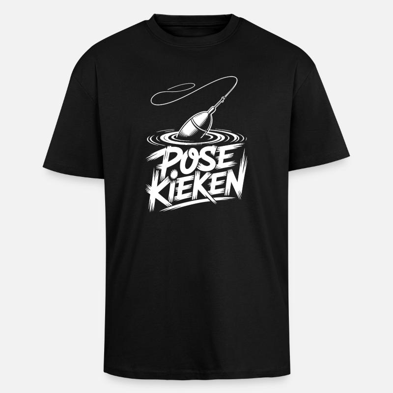 Angeln Spruch Pose - Oversized Heavyweight Unisex T-Shirt - Schwarz