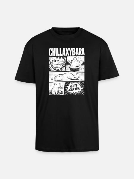 Chillax Capybara Relax Comic Design - Oversized Heavyweight Unisex T-Shirt - Schwarz