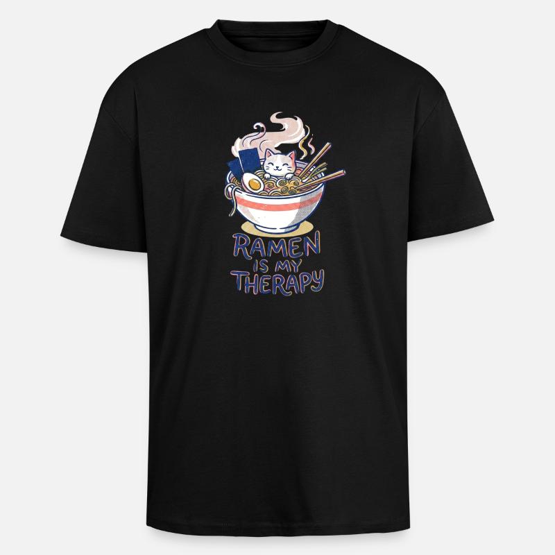 Ramen Therapy - Unisex Oversized Heavyweight T-shirt - black