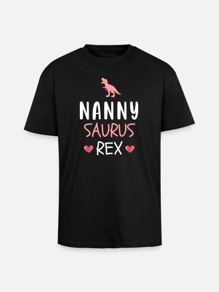 Nannysaurus Rex Cute Nanny Dinosaur - Unisex Oversized Heavyweight T-shirt - black