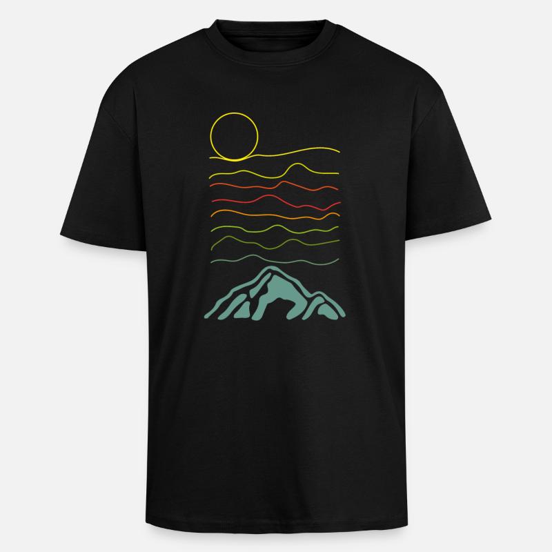 Landscape Illustration - Oversized Heavyweight Unisex T-Shirt - Schwarz