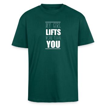 énonciations drôles Gym - T-shirt unisexe oversize épais - hunter green - Devant - Alina (178cm) & Michal (187cm)