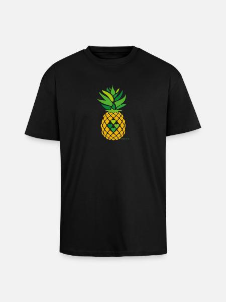 Liebe Ananas - Oversized Heavyweight Unisex T-Shirt - Schwarz