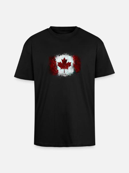 Graffiti drapeau canadien - T-shirt unisexe oversize épais - noir