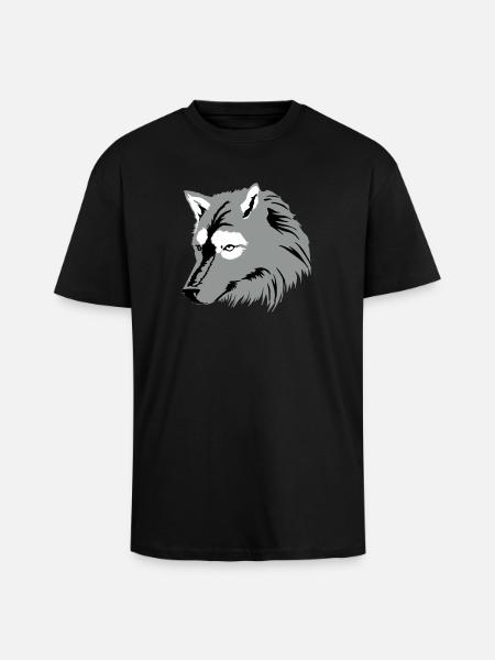 Wolf (3c) - Oversized Heavyweight Unisex T-Shirt - Schwarz