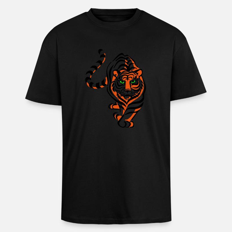 Tiger - Oversized Heavyweight Unisex T-Shirt - Schwarz
