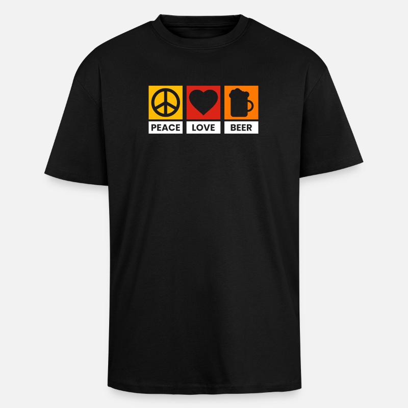 Peace Love Beer Design - T-shirt unisexe oversize épais - noir