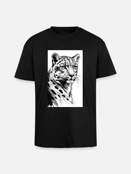Schneeleopard | Leopard | Raubtier - Oversized Heavyweight Unisex T-Shirt - Schwarz