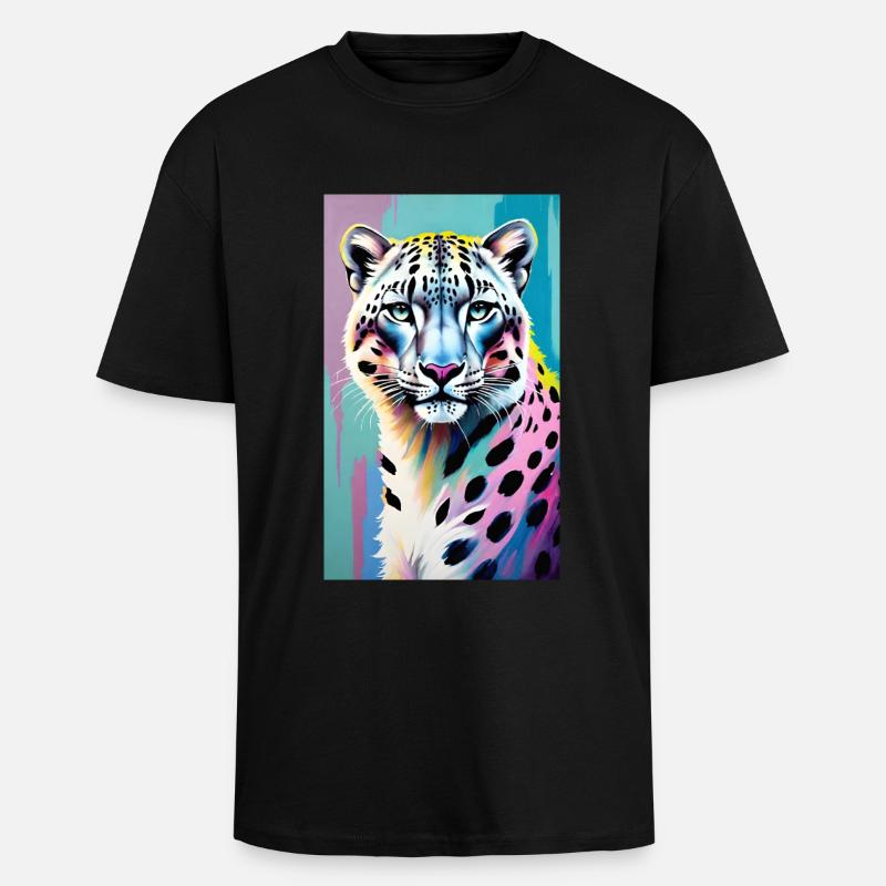 Schneeleopard | Leopard | Raubtier - Oversized Heavyweight Unisex T-Shirt - Schwarz