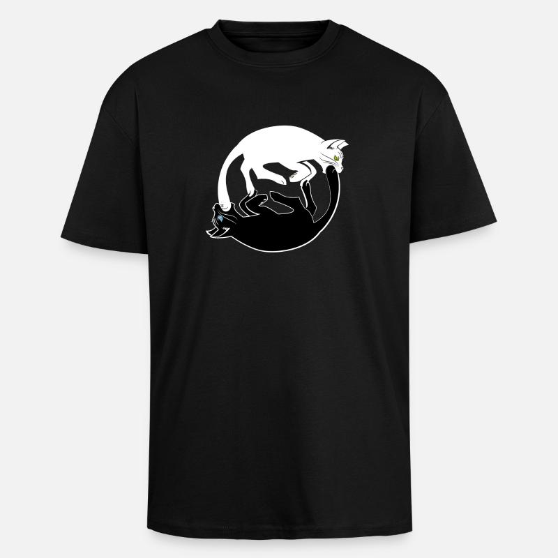 chats psychédéliques - T-shirt unisexe oversize épais - noir