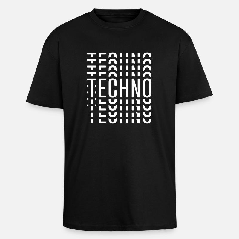 TECHNO - T-shirt unisexe oversize épais - noir