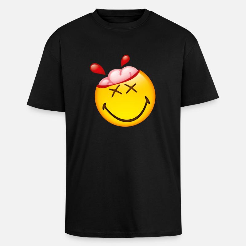 Smiley Glossy Happy Brain - T-shirt unisexe oversize épais - noir