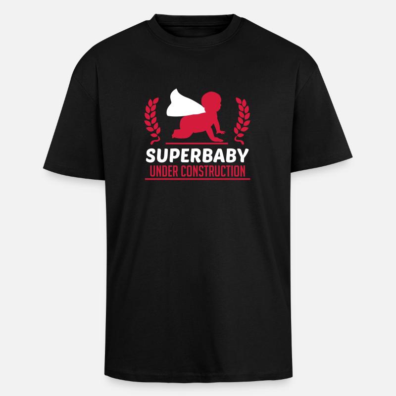 Superbaby under construction - Oversized Heavyweight Unisex T-Shirt - Schwarz