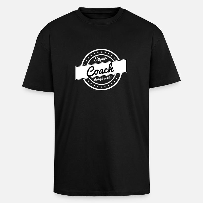 Super coach - blanc - T-shirt unisexe oversize épais - noir