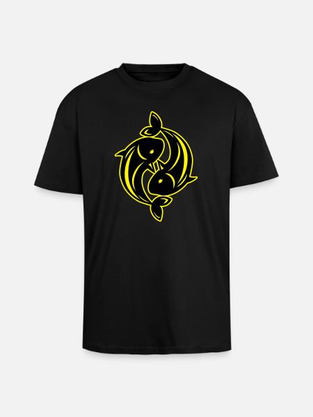 fische angler sternzeichen - Oversized Heavyweight Unisex T-Shirt - Schwarz