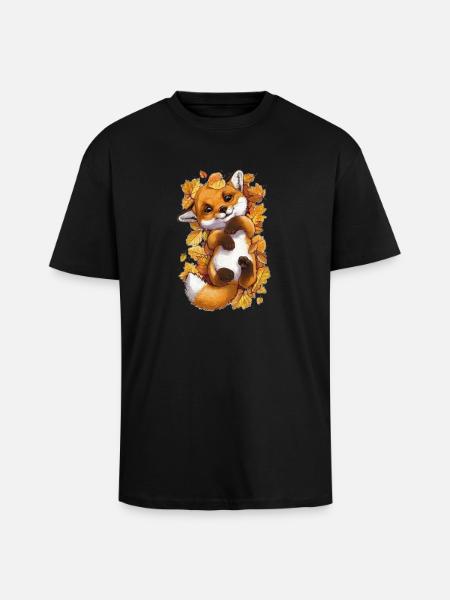 Cute baby fox - Unisex Oversized Heavyweight T-shirt - black