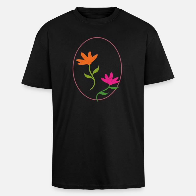 Easter egg with two flowers - Unisex Oversized Heavyweight T-shirt - black