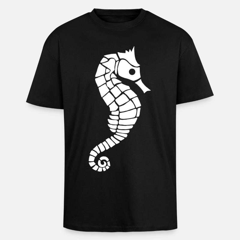 Weißes Seepferdchen - Oversized Heavyweight Unisex T-Shirt - Schwarz