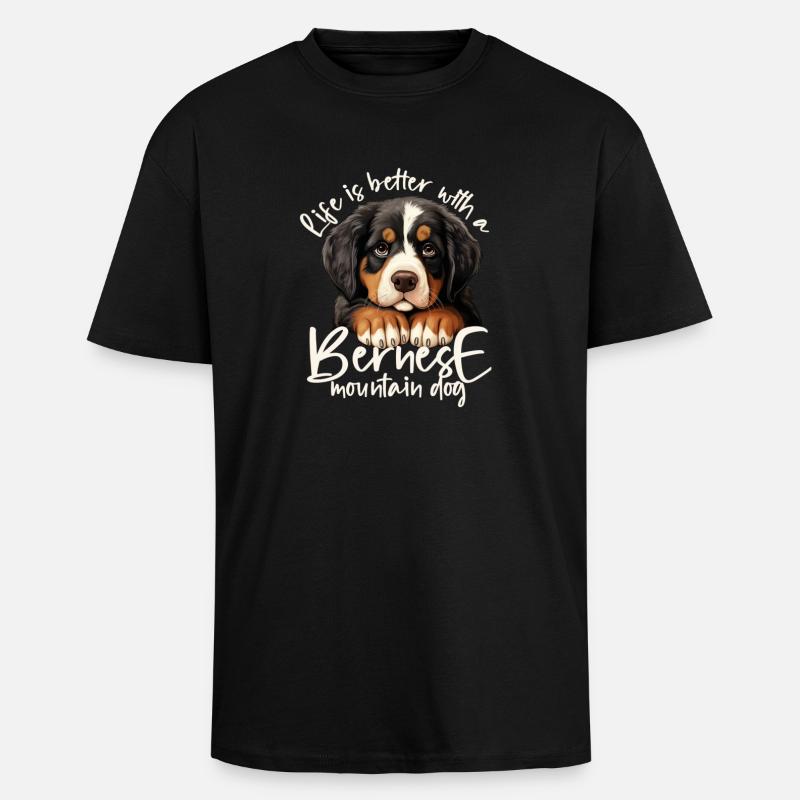 Bernese mountain dog - Unisex Oversized Heavyweight T-shirt - black