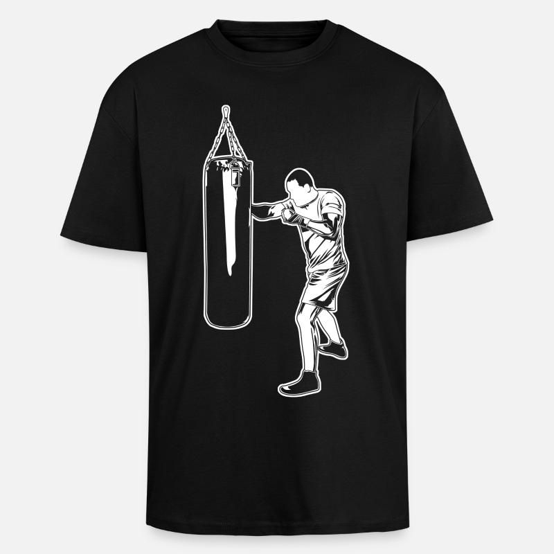Dessin de boxe - T-shirt unisexe oversize épais - noir
