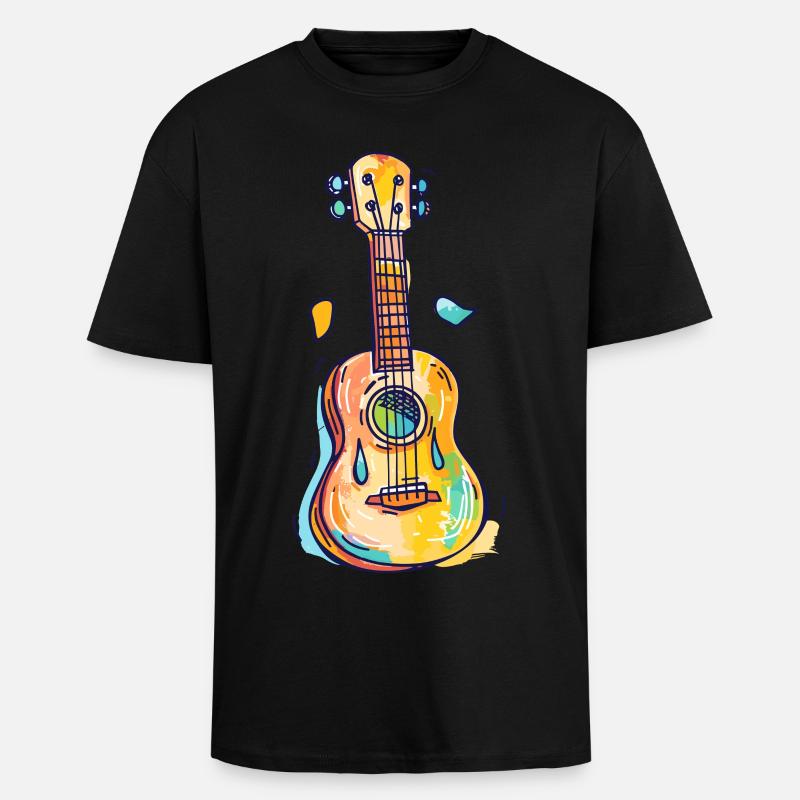 Ukulele Comic Look - Oversized Heavyweight Unisex T-Shirt - Schwarz