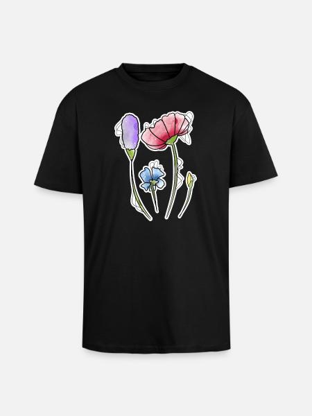 Blumen - Oversized Heavyweight Unisex T-Shirt - Schwarz