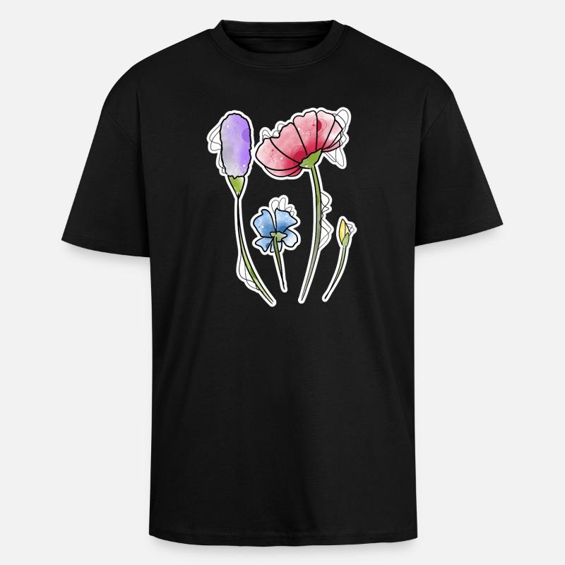 Blumen - Oversized Heavyweight Unisex T-Shirt - Schwarz