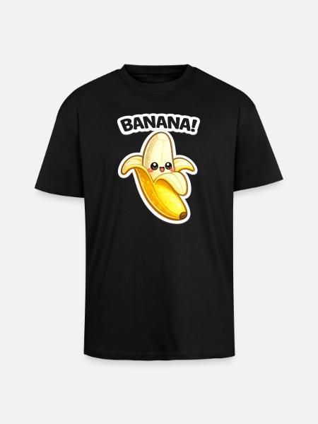 Impression de banane dessinée Kawaii - T-shirt unisexe oversize épais - noir