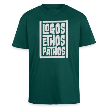 Logos Ethos Pathos Rhétorique Étudiant en Philosophie - T-shirt unisexe oversize épais - hunter green - Devant - Alina (178cm) & Michal (187cm)