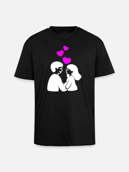 Verliebt Paar Herz - Oversized Heavyweight Unisex T-Shirt - Schwarz